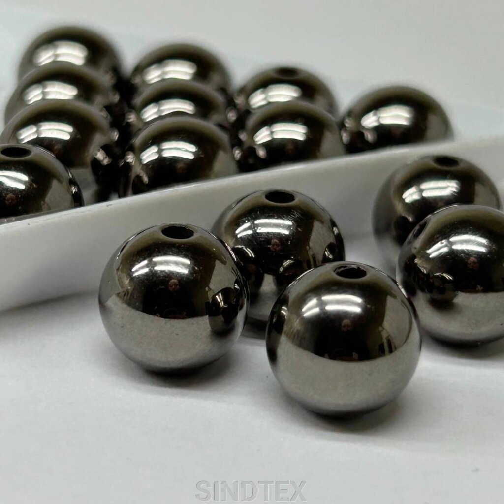 (20 грам) Перли бусини пластик Ø12мм - чорний хром від компанії SINDTEX - фото 1