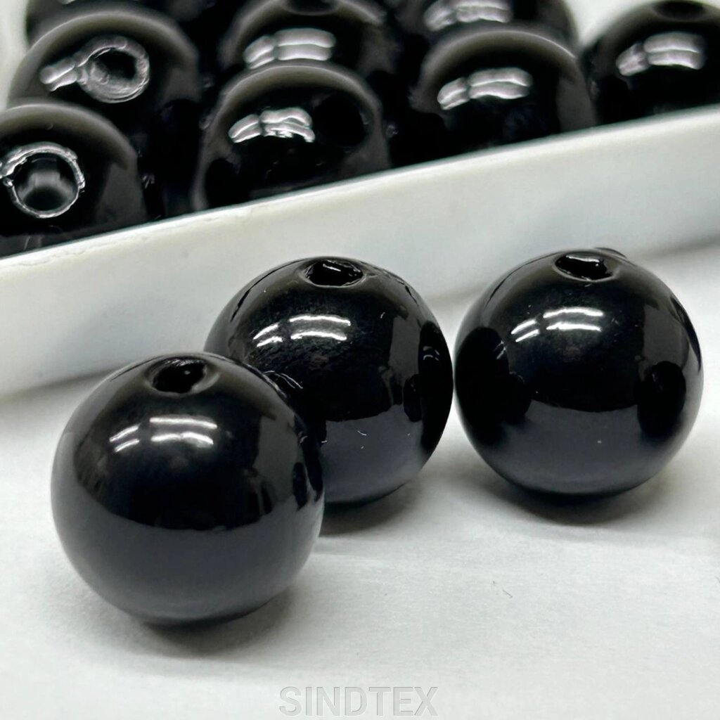 (20 грам) Перли бусини пластик Ø12мм - чорний матовий від компанії SINDTEX - фото 1