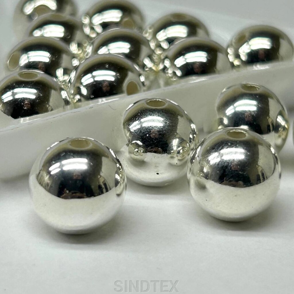 (20 грам) Перли бусини пластик Ø12мм - срібло хромоване від компанії SINDTEX - фото 1