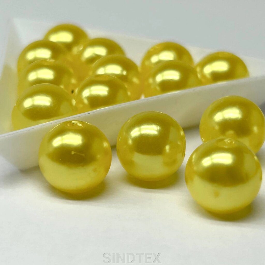 (20 грам) Перли бусини пластик Ø12мм - жовтий перламутр від компанії SINDTEX - фото 1