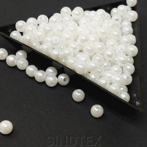 (20 грам) Перли бусини пластик Ø5мм, Колір - Білий від компанії SINDTEX - фото 1