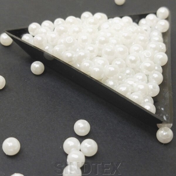 (20 грам) Перли бусини пластик Ø6мм, Колір - Білий від компанії SINDTEX - фото 1