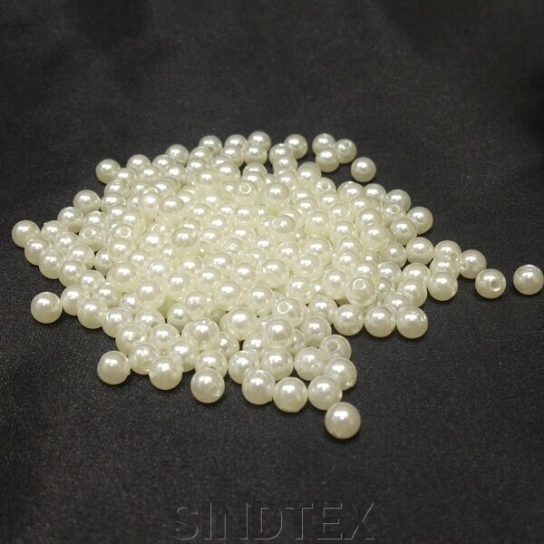 (20 грам) Перлини-намистиини з пластику Ø6 мм "Sindtex" (190-200шт) Колір-Aайворі від компанії SINDTEX - фото 1
