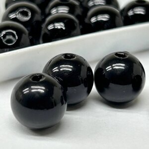 (20 грам) Перли бусини пластик Ø12мм - чорний матовий