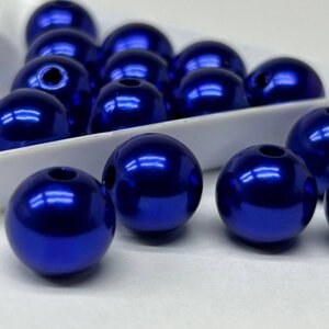(20 грам) Перли бусини пластик Ø12мм - синій перламутр