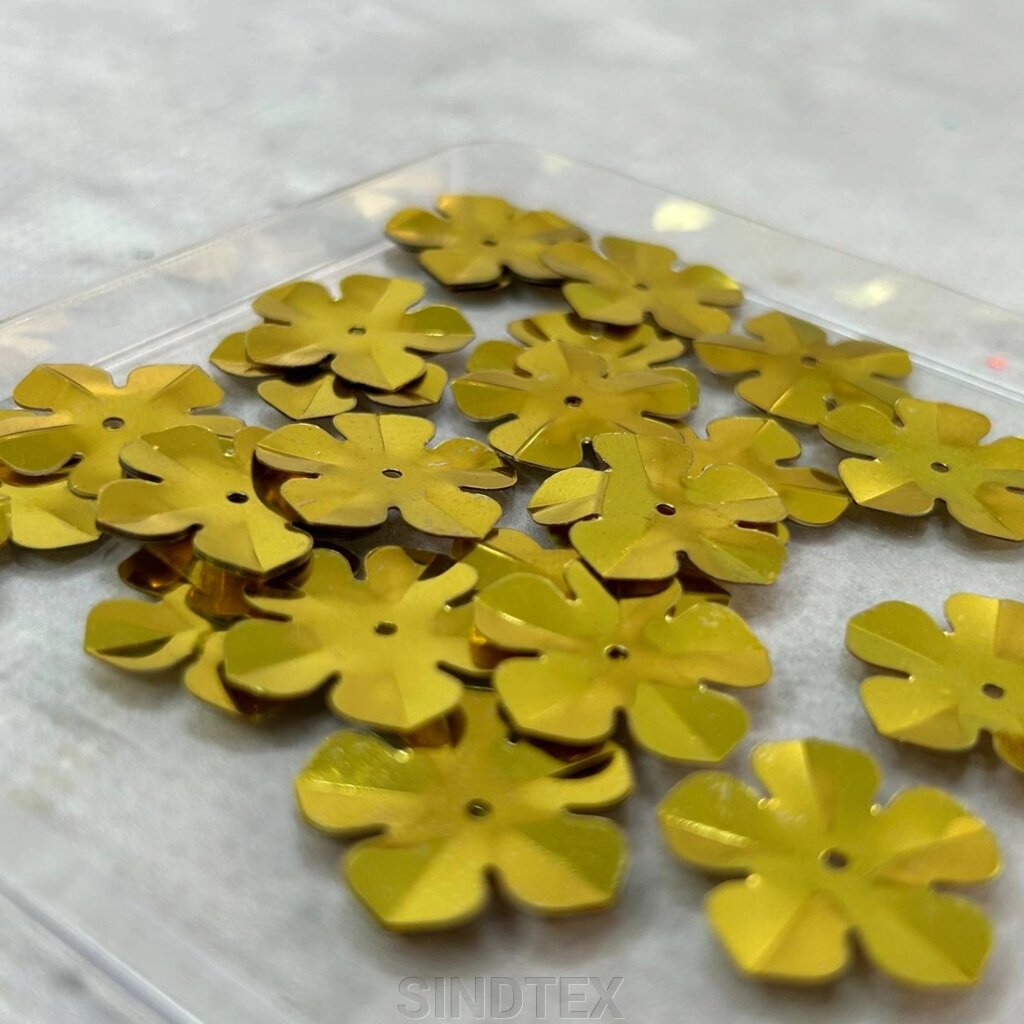 Ø20мм Паєтка гранована квіточка 5г - золото від компанії SINDTEX - фото 1