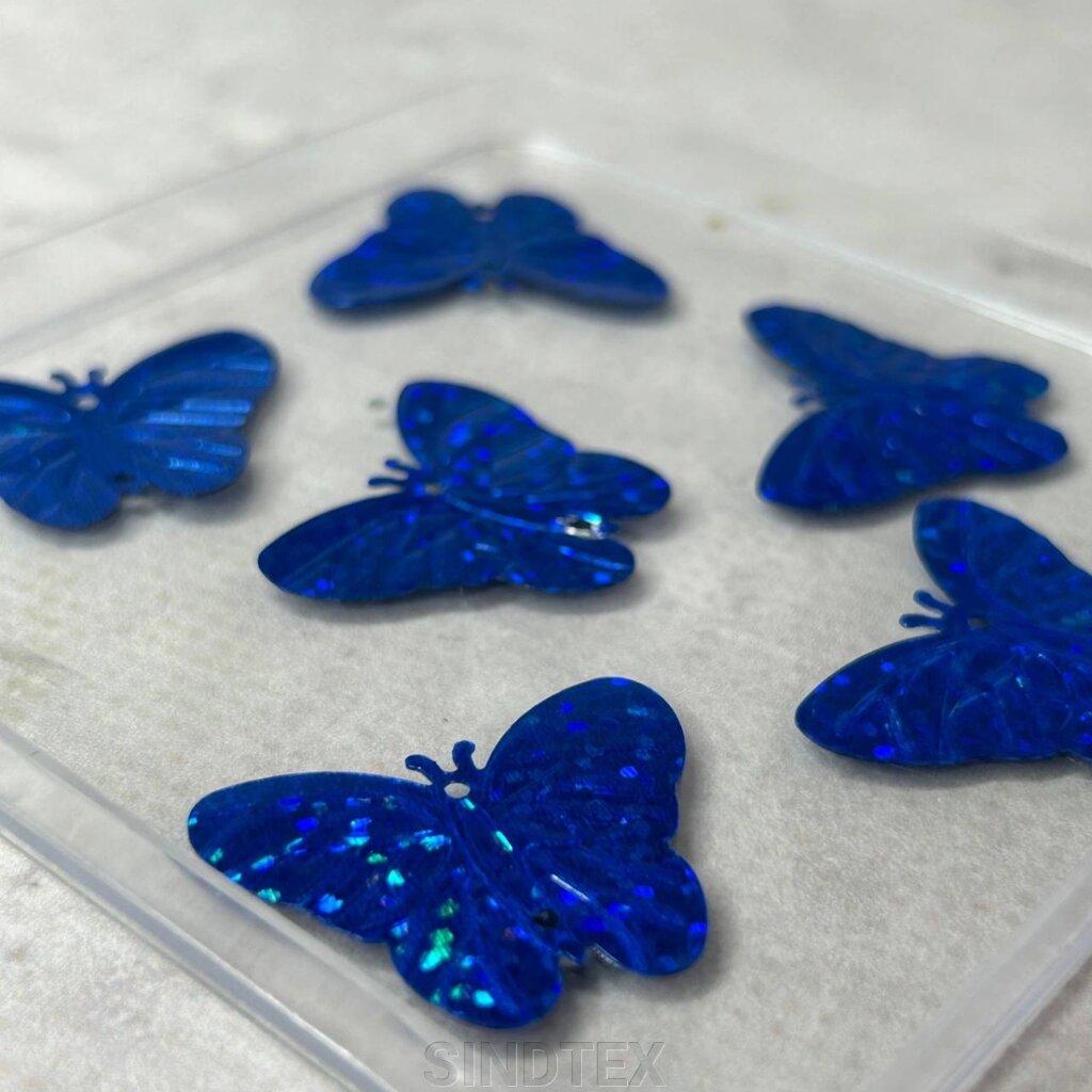 22мм Паєтка метелик 5г - синій голограмма від компанії SINDTEX - фото 1