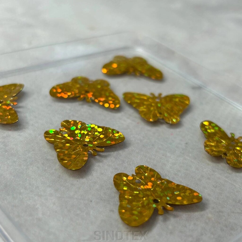 22мм Паєтка метелик 5г - золото голограма від компанії SINDTEX - фото 1