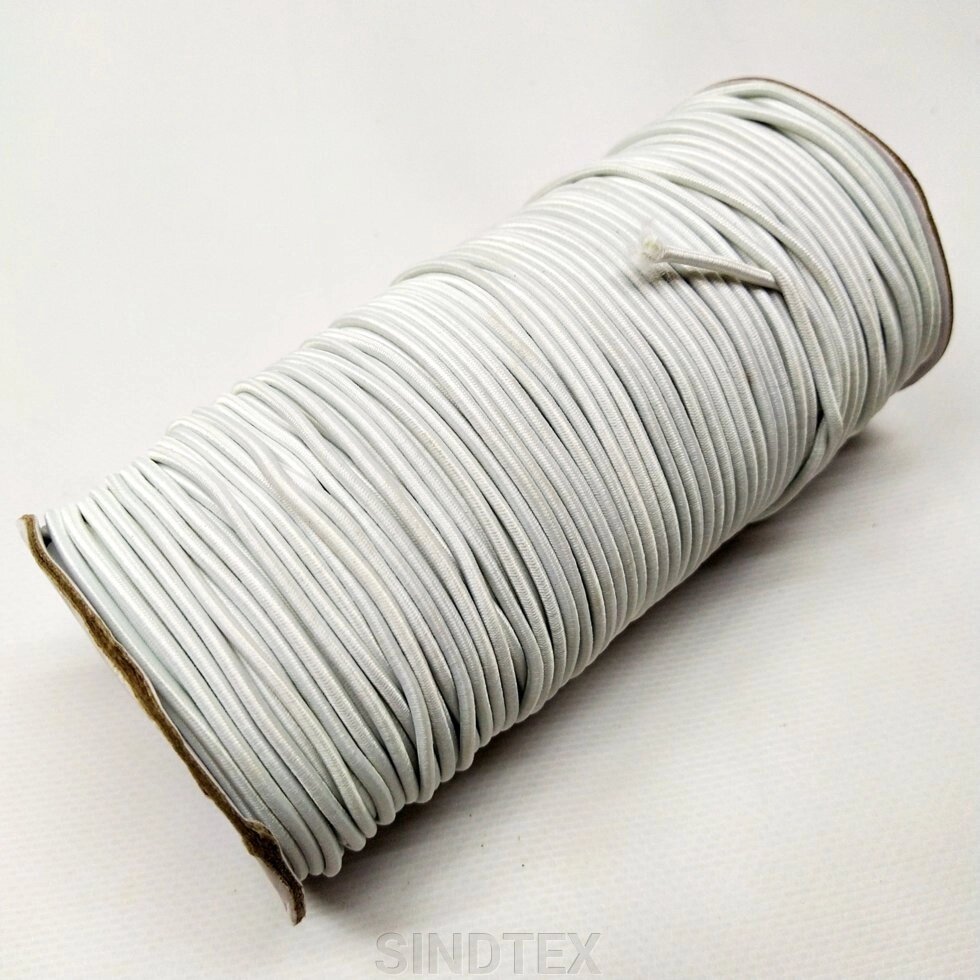 3 мм резинка кругла (шляпна) білий 100 ярд. від компанії SINDTEX - фото 1