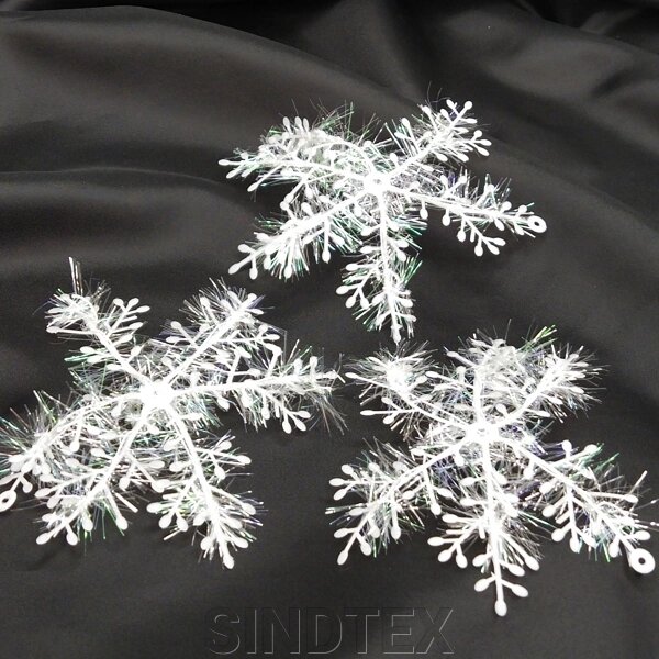 3 од. Пластикова Сніжинка для прикраси, біла Ø 13см від компанії SINDTEX - фото 1