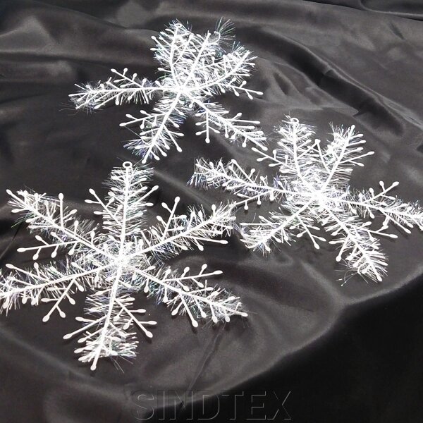 3 од. Пластикова Сніжинка для прикраси, біла Ø 20см від компанії SINDTEX - фото 1