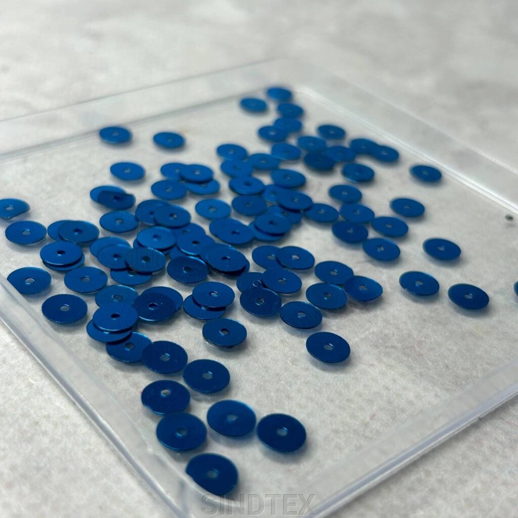 5 г - Паєтка кругла плоская 7 мм - синя від компанії SINDTEX - фото 1