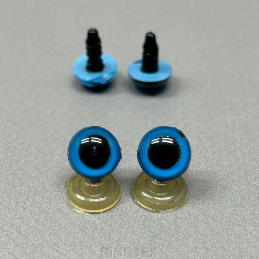 5 пар - Очі гвинтові для іграшок 10 мм з фіксатором - блакитний від компанії SINDTEX - фото 1