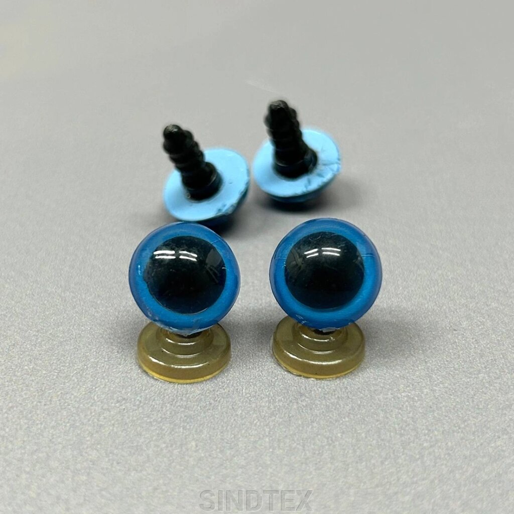 5 пар - Очі гвинтові для іграшок 14 мм з фіксатором - блакитний від компанії SINDTEX - фото 1