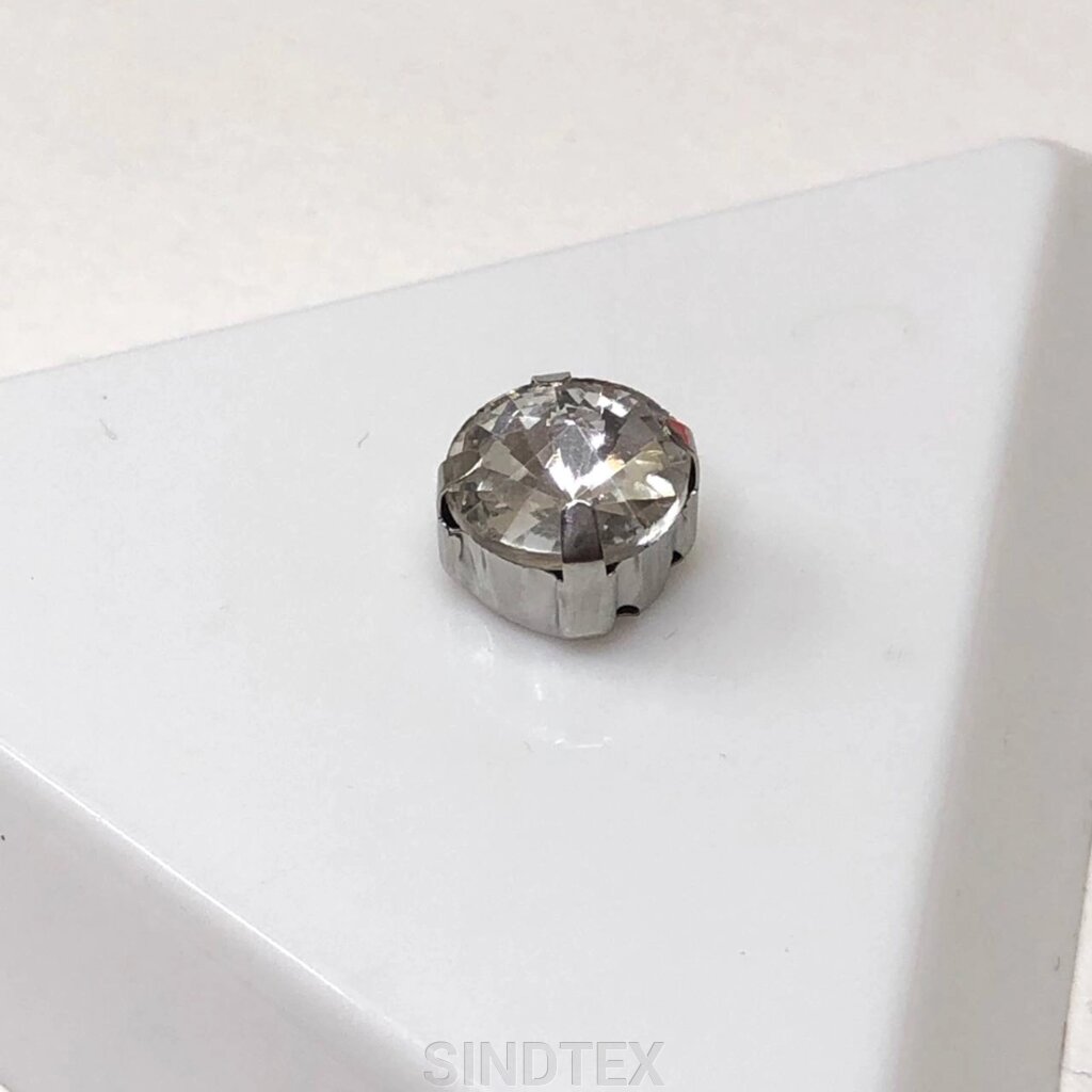 5 шт - Стрази в цапах 8 мм (скло) круглі, кристал від компанії SINDTEX - фото 1