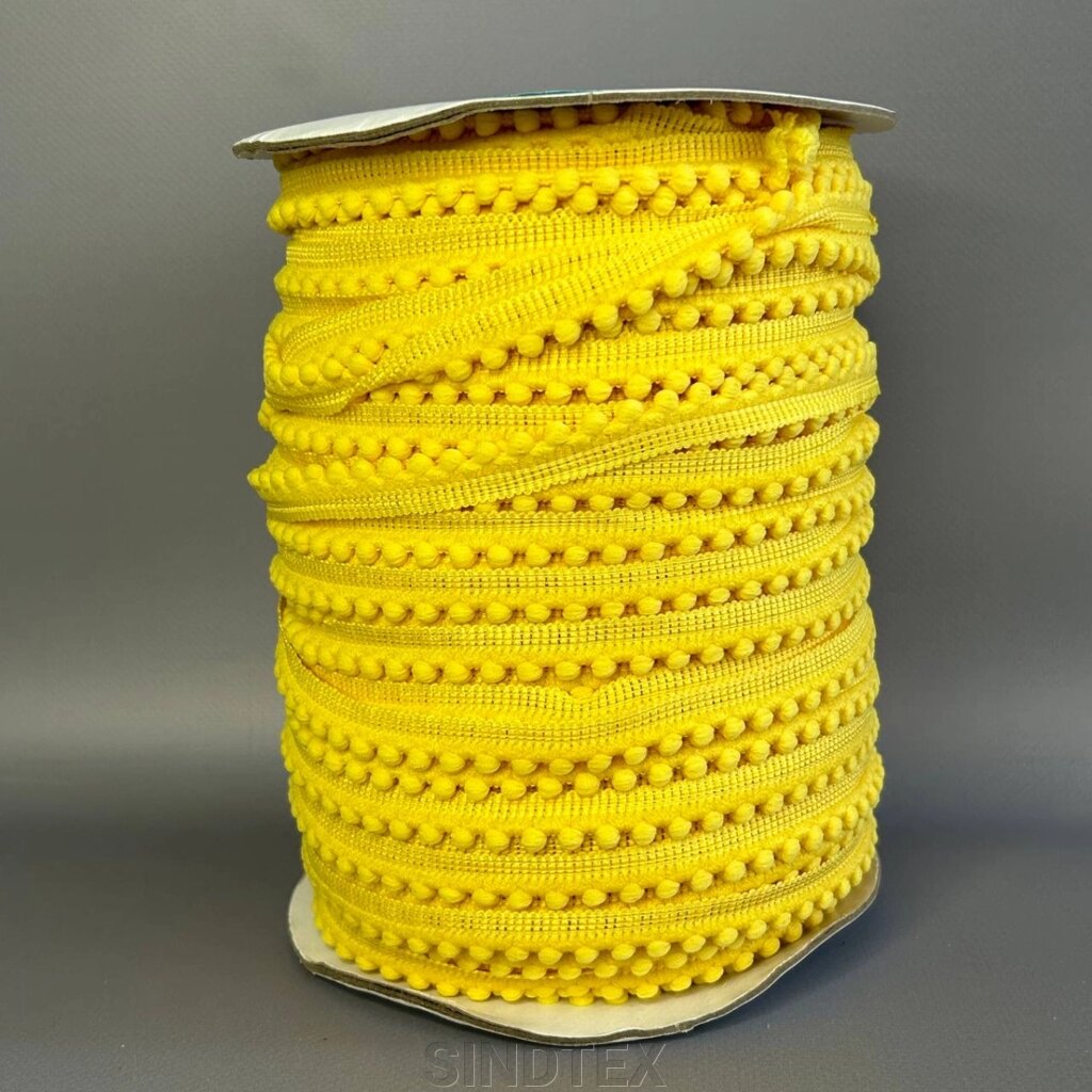 #5 Тасьма з помпонами 13мм (помпони Ø5мм) - жовтий (#221) від компанії SINDTEX - фото 1