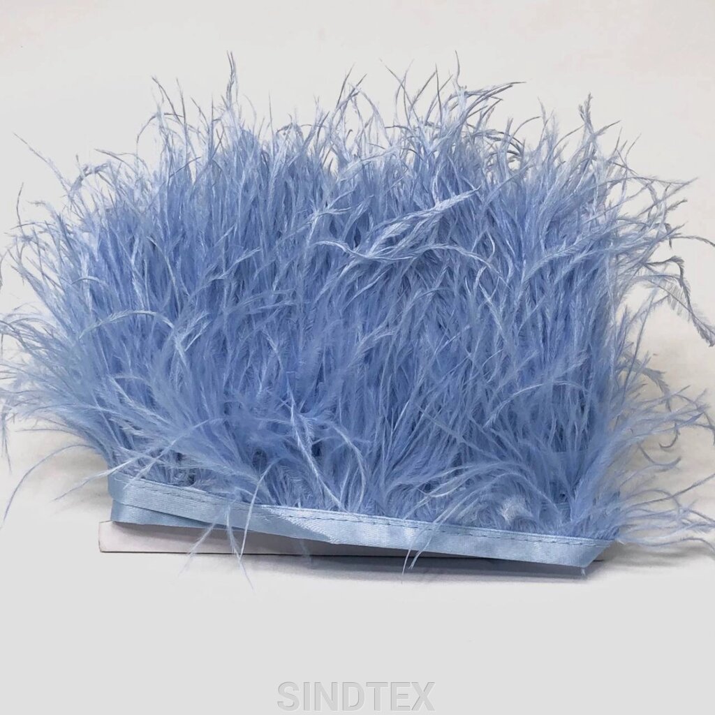 50 см - Пір'я страуса на стрічці 8-10 см - блакитний від компанії SINDTEX - фото 1