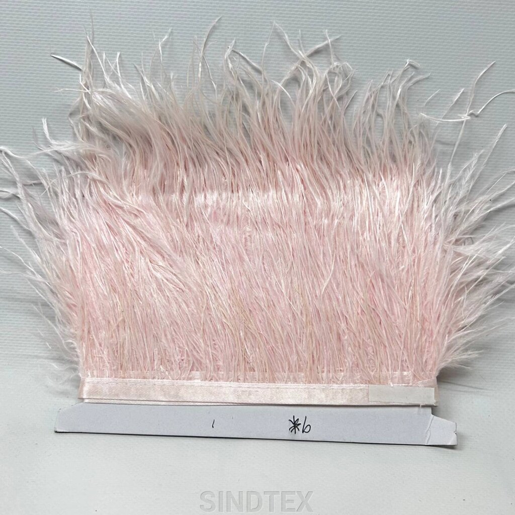 50 см - Пір'я страуса на стрічці 8-10 см - блідо рожевий від компанії SINDTEX - фото 1