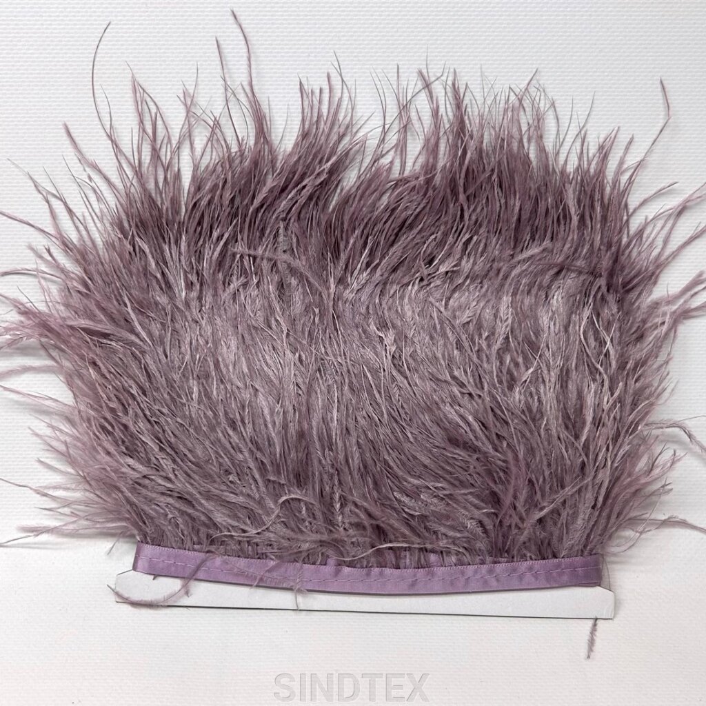 50 см - Пір'я страуса на стрічці 8-10 см - бузковий холодний від компанії SINDTEX - фото 1