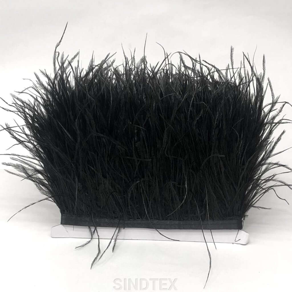 50 см - Пір'я страуса на стрічці 8-10 см - чорний від компанії SINDTEX - фото 1