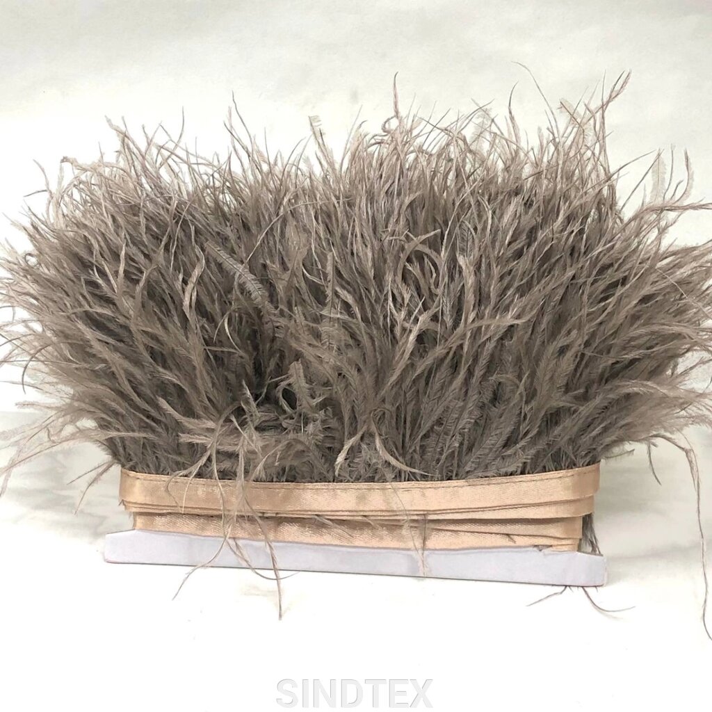 50 см - Пір'я страуса на стрічці 8-10 см - кавовий від компанії SINDTEX - фото 1