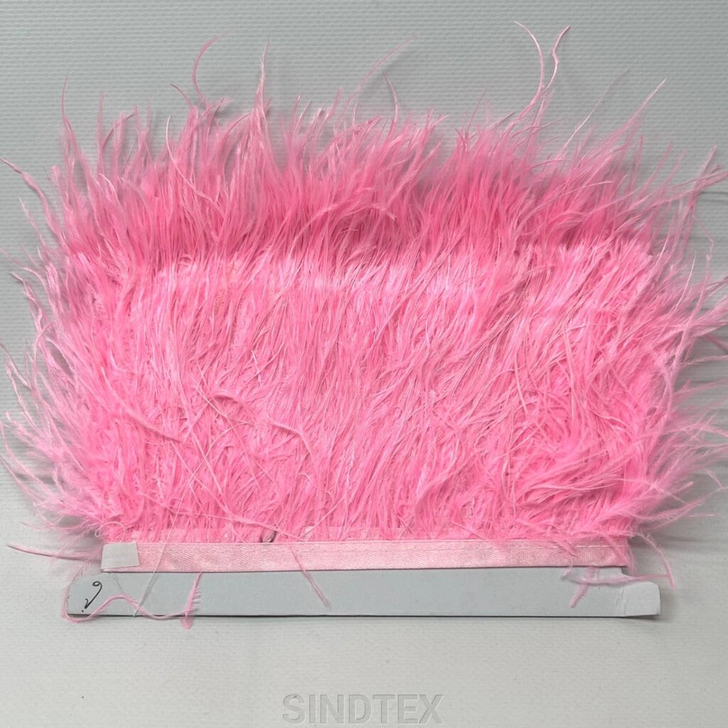 50 см - Пір'я страуса на стрічці 8-10 см - рожевий від компанії SINDTEX - фото 1