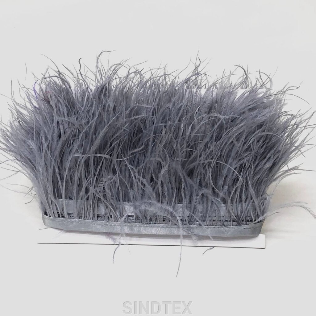 50 см - Пір'я страуса на стрічці 8-10 см - сірий від компанії SINDTEX - фото 1
