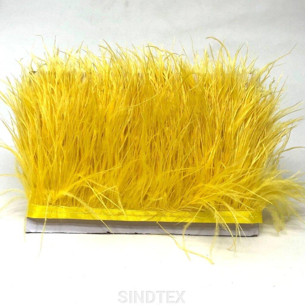 50 см - Пір'я страуса на стрічці 8-10 см - жовтий від компанії SINDTEX - фото 1