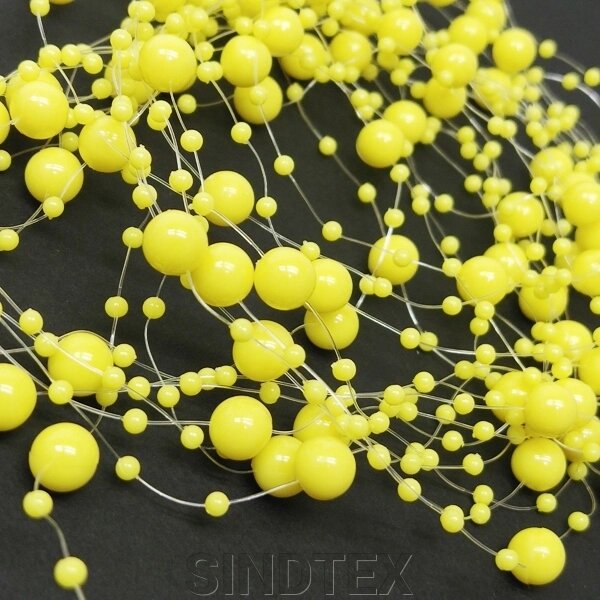 (5шт по 1,3 метра) Намистини на волосіні Ø8 та Ø3мм Колір - жовтий від компанії SINDTEX - фото 1