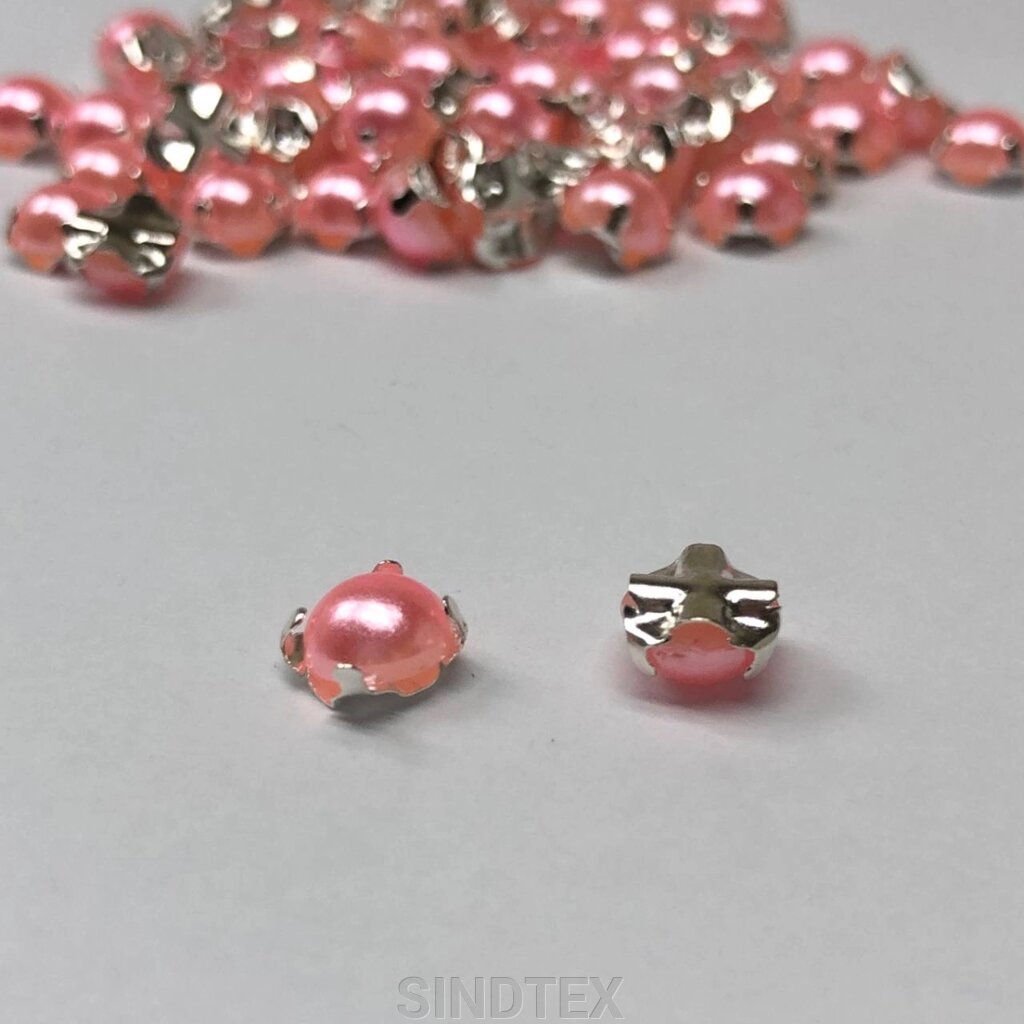 6 мм - Напівбусини в оправі, пришивні - 10г рожевий від компанії SINDTEX - фото 1