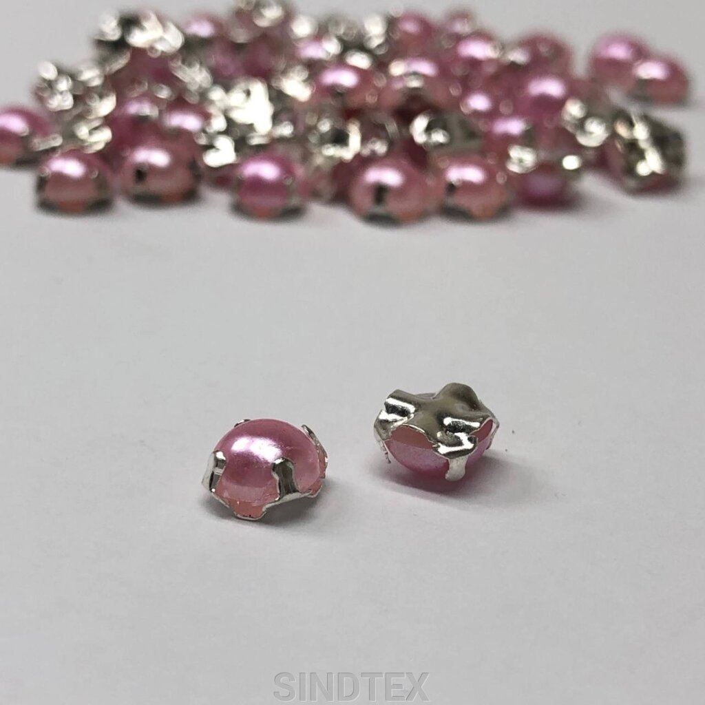 6 мм - Напівбусини в оправі, пришивні - 10г рожевий від компанії SINDTEX - фото 1