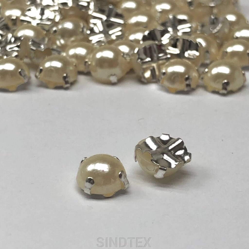 7 мм - Напівбусини в оправі, пришивні - 10г айворі від компанії SINDTEX - фото 1