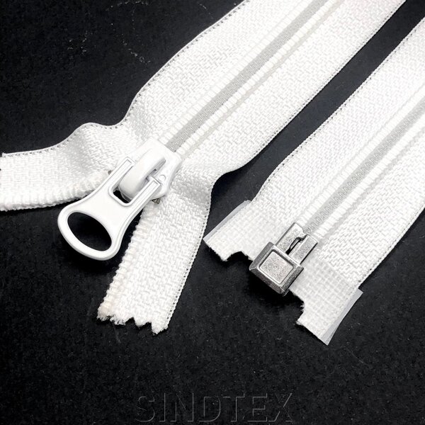80см-спіральна блискавка для одягу з 1 бігунком тип 8 (біла) від компанії SINDTEX - фото 1