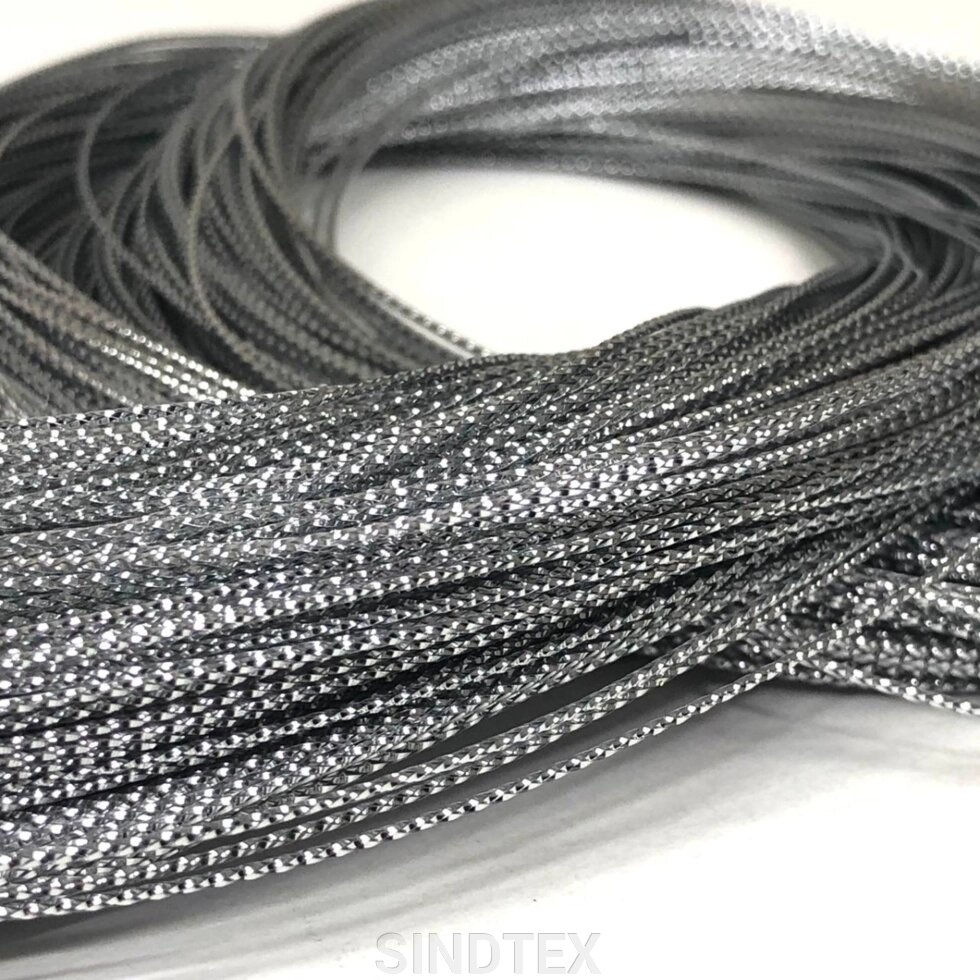 90м-Шнур люрексовий 1мм, колір-срібло від компанії SINDTEX - фото 1