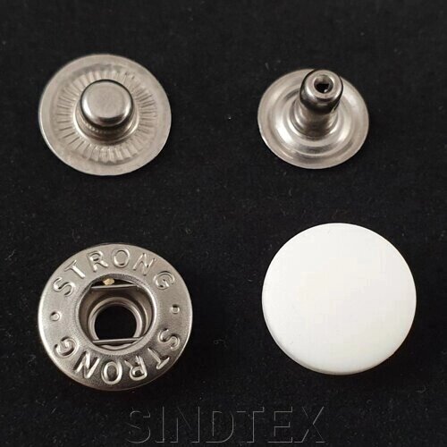 Альфа-кнопка білий пластиковий капелюшок 15 мм 720 шт (104404) від компанії SINDTEX - фото 1
