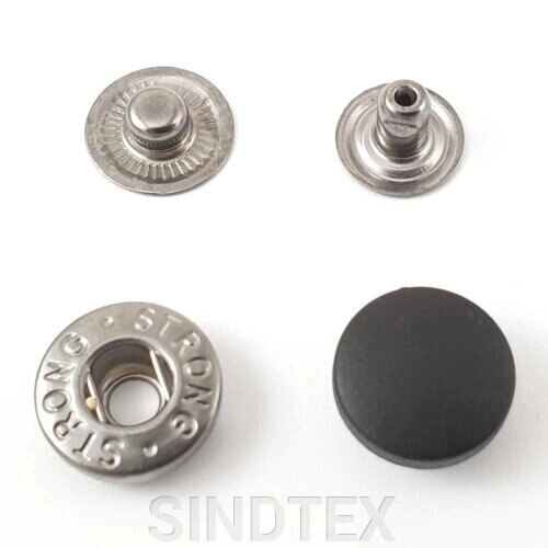 Альфа-кнопка чорний пластиковий капелюшок 15 мм 720 шт (104404) від компанії SINDTEX - фото 1