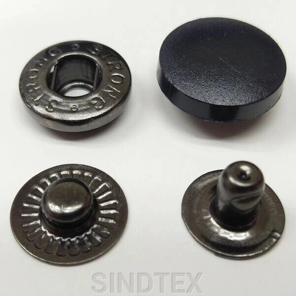 Альфа-кнопка з чорною пластиковою шапочкою 17 мм (50 шт.) (105505) від компанії SINDTEX - фото 1