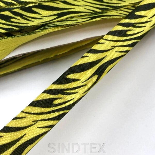 Бейка трикотажна-стрейч зебра жовта -1,5 см від компанії SINDTEX - фото 1