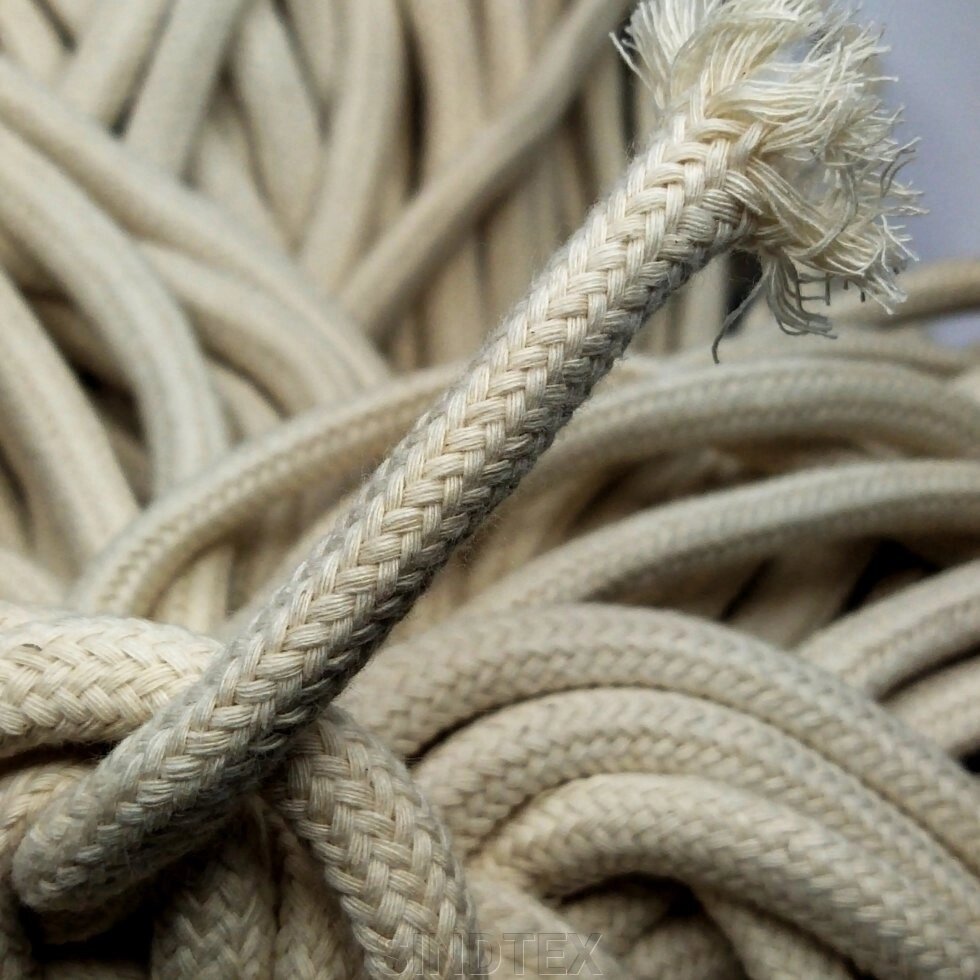 Бежевий шнур круглий плетений 1 см (хб) бавовна від компанії SINDTEX - фото 1