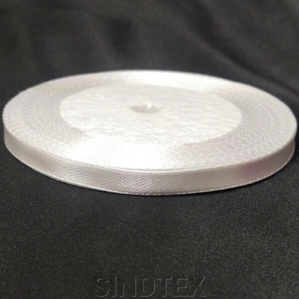 Біла стрічка атласна 0,6 см (23 м) Sindtex (АЛ06-001) від компанії SINDTEX - фото 1