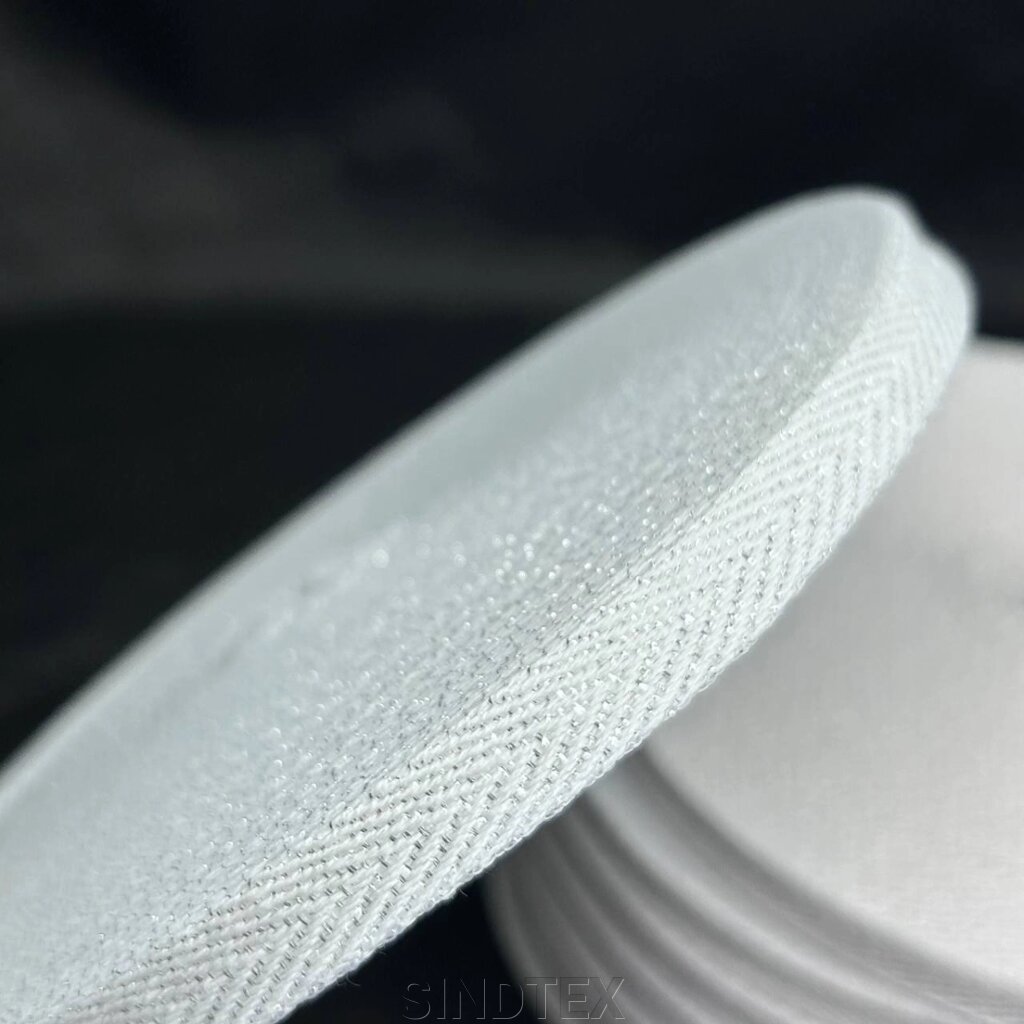 Біла з люрексом-срібло кіперна стрічка 1 см (кіперна тасьма 10мм) від компанії SINDTEX - фото 1