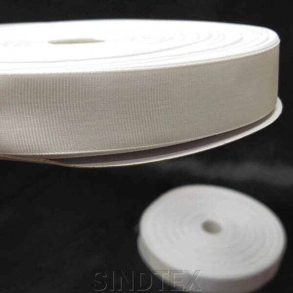 Білий колір, 2,5 см. Репсова стрічка 1м. від компанії SINDTEX - фото 1