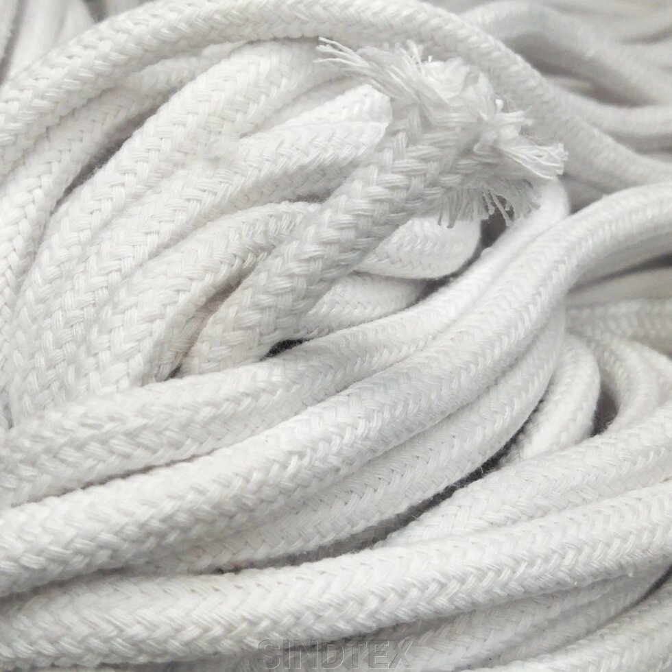Білий шнур круглий плетений 1см (хб) бавовняний від компанії SINDTEX - фото 1