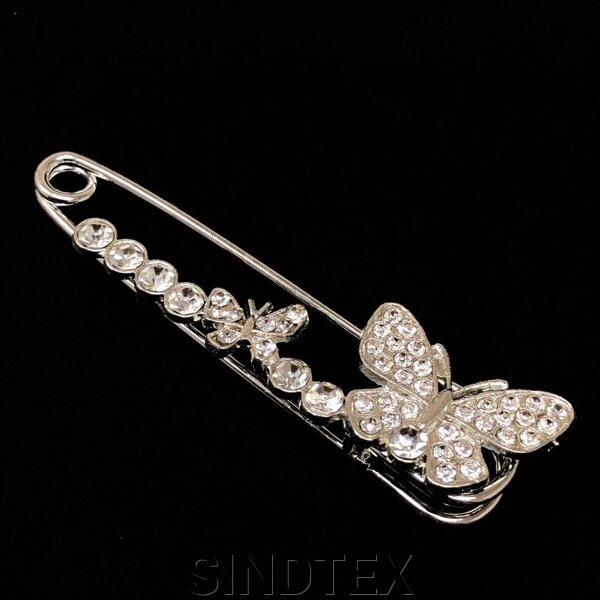 Брошка 5 см "Метелик на шпильці" метал - срібло від компанії SINDTEX - фото 1