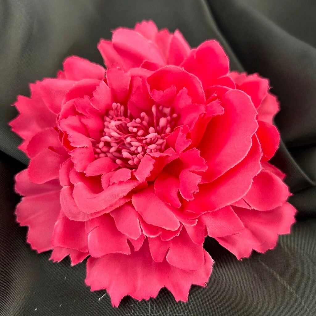 Брошка квітка хризантема 11 см, тканина - рожевий від компанії SINDTEX - фото 1