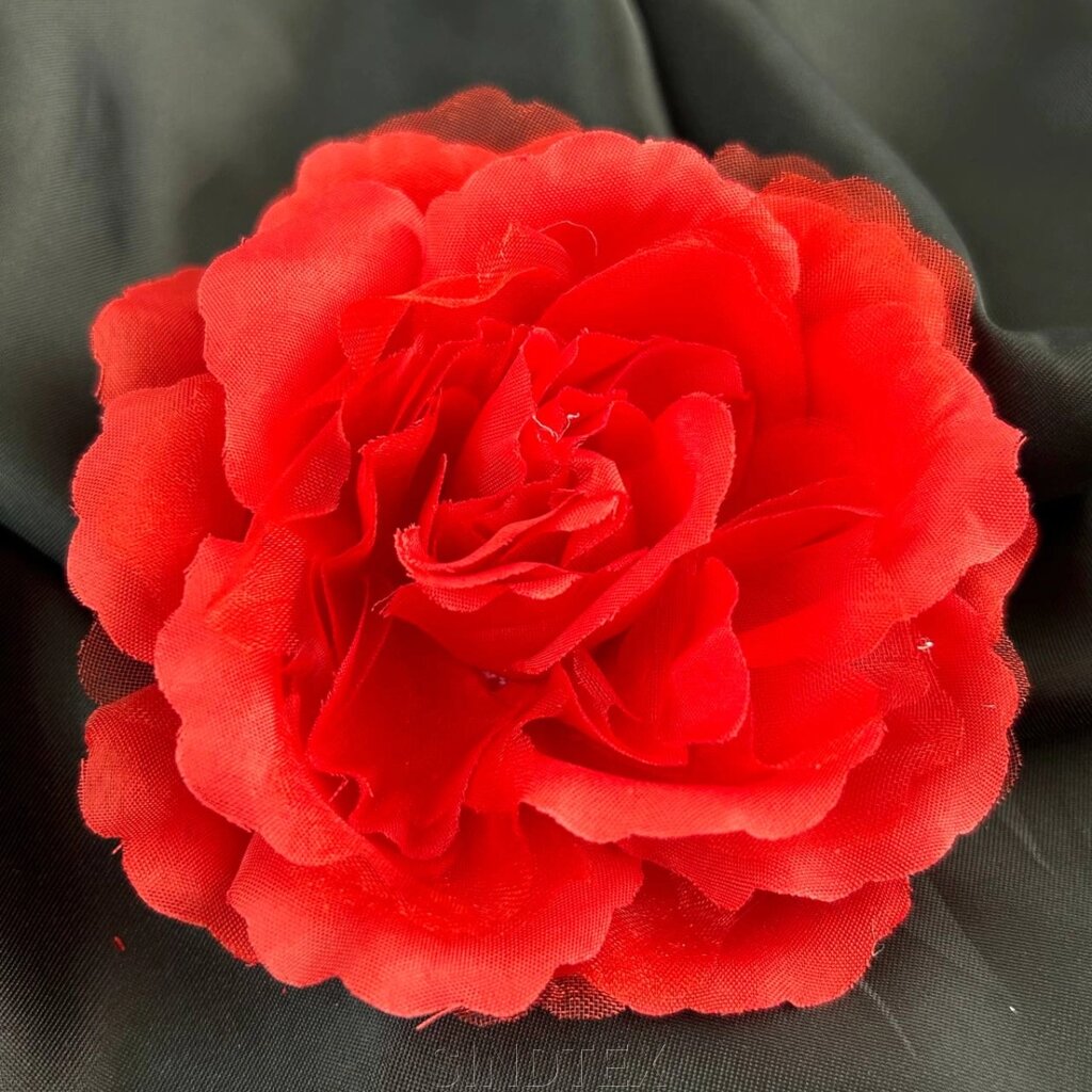 Брошка квітка Троянда 10 см, тканина - червоний від компанії SINDTEX - фото 1