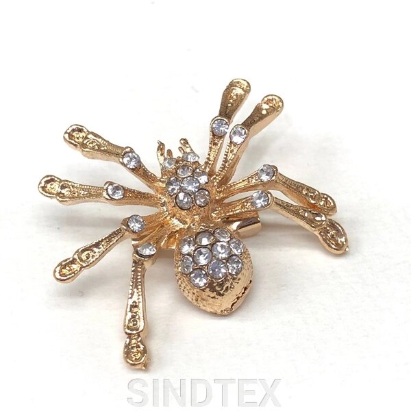 Брошка "Павук з кристалами" метал - золото від компанії SINDTEX - фото 1