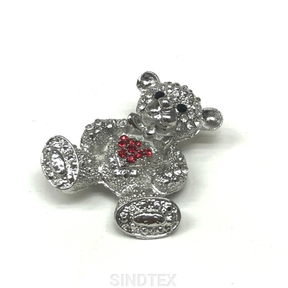 Брошка "Ведмедик" метал - срібло від компанії SINDTEX - фото 1