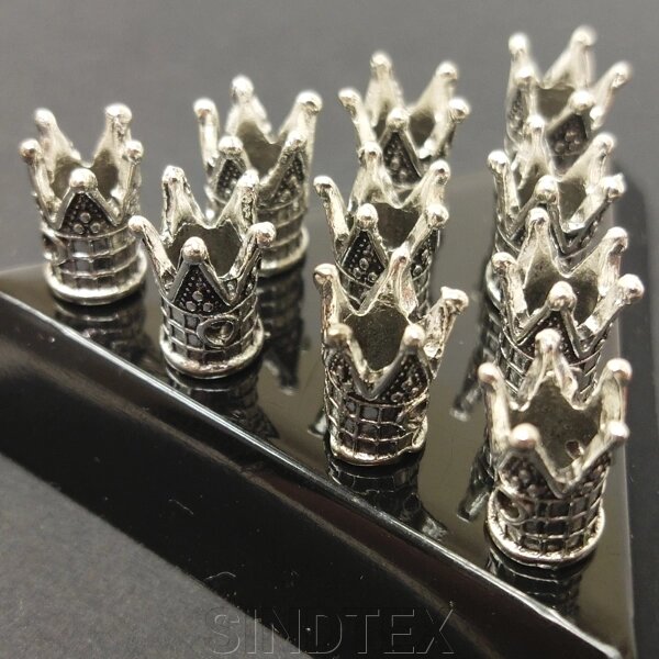Бусина Корона 7х13 мм металева, колір Срібло від компанії SINDTEX - фото 1
