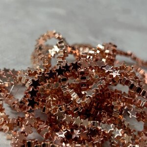 Намистини гематит зірочка 4 мм,115 шт) - Рожеве золото